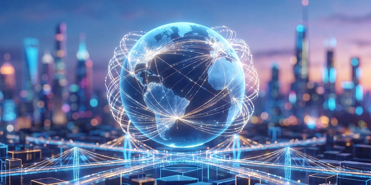 International vernetzte Unternehmensstandorte mit digitalen Verbindungen